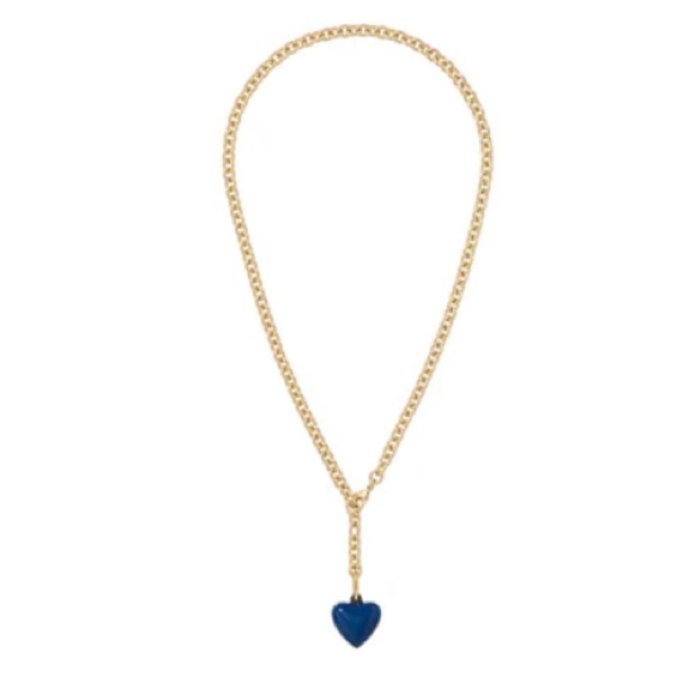 Roxanne Assoulin Mini Puffy Heart Charm Necklace - Navy
